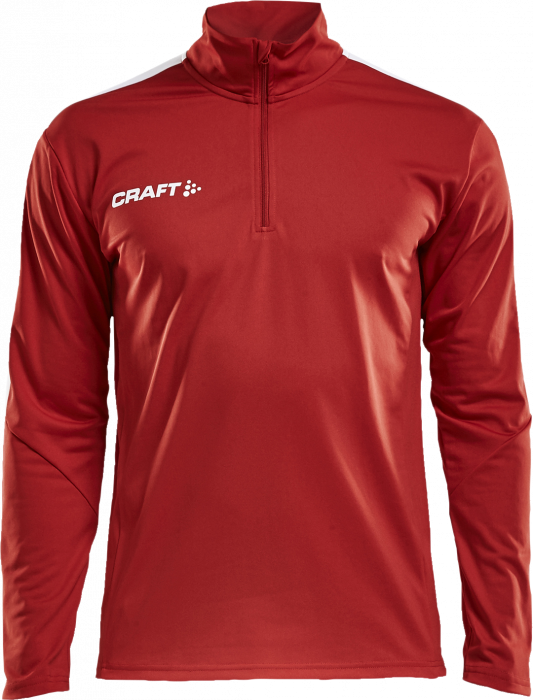 Craft - Progress Halfzip Herre - Rød & hvid